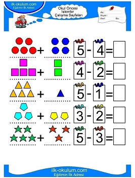 Çocuklar İçin toplam işlemi yaprak testleri 